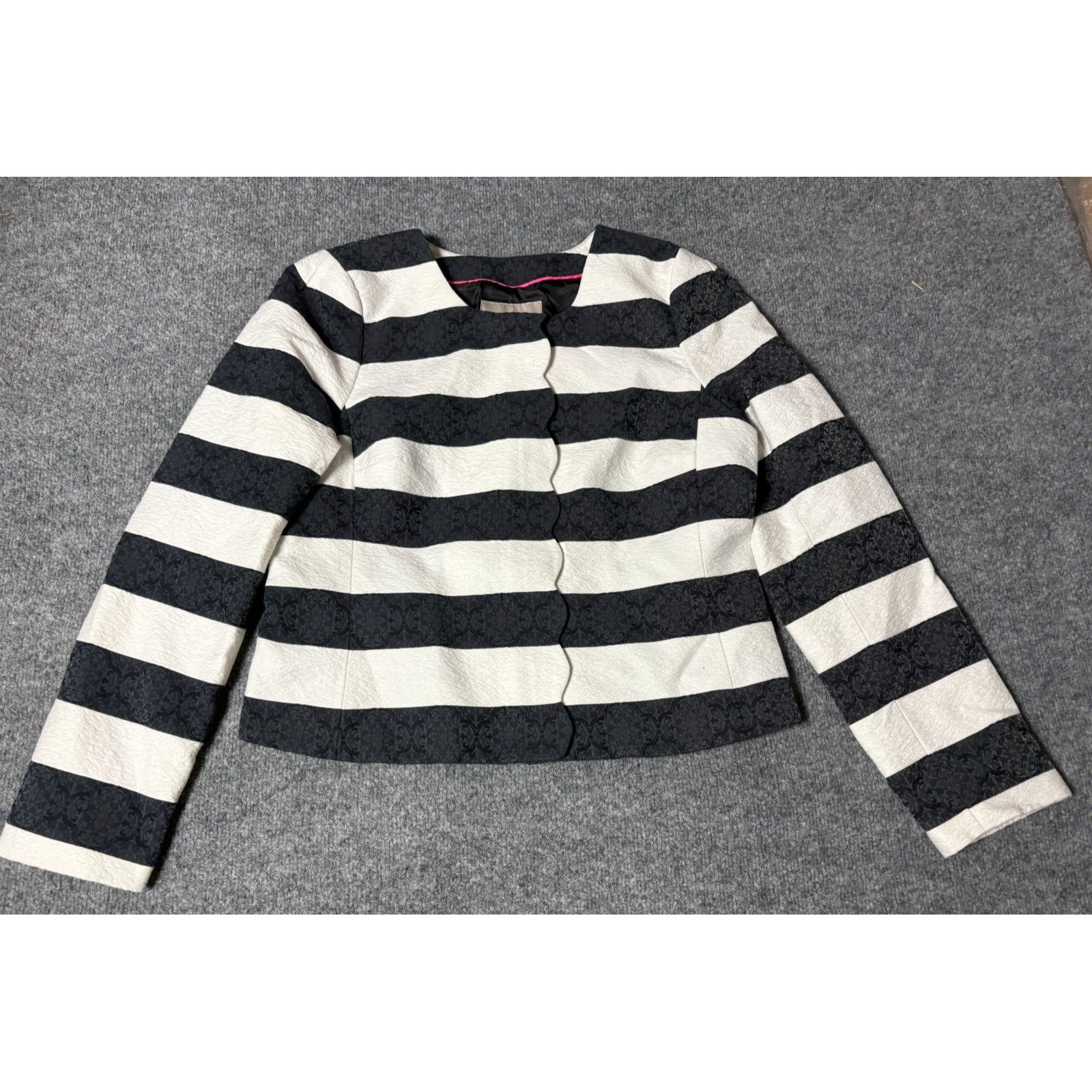 Banana Republic Jacket Womens 14 Black White Striped Full Zip Banana Republic Jacket Womens 14 Black White Striped Full Zip